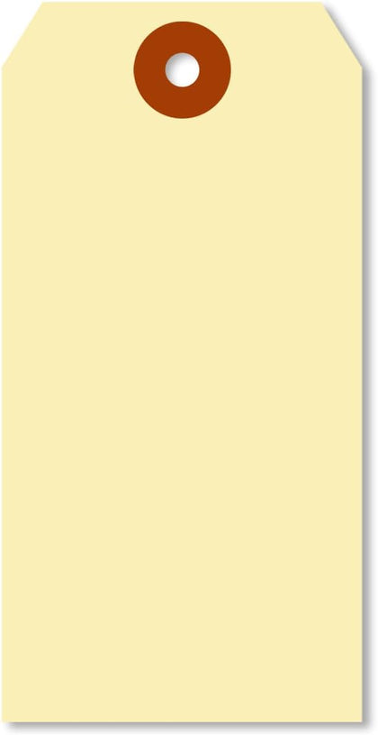 4.75 x 2.375 inch Manila Shipping Tags with Fiber Patch, Size - 5, Thick 13 point Cardstock, Pack of 1000, No Strings