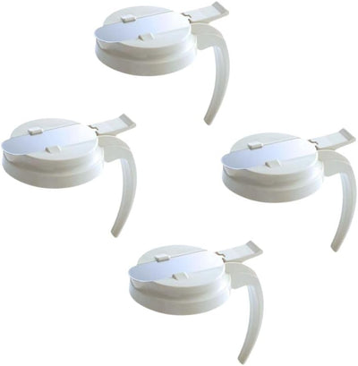 Syrup Dispenser Lid Replacement White Color Plastic Set of 4- Fits 32 and 48 oz Syrup Dispensers Easy Pour Spout