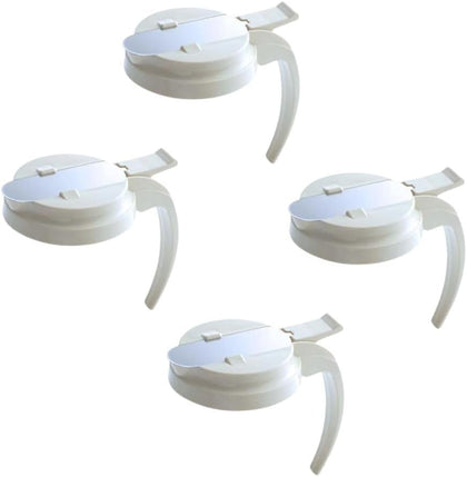 Syrup Dispenser Lid Replacement White Color Plastic Set of 4- Fits 32 and 48 oz Syrup Dispensers Easy Pour Spout