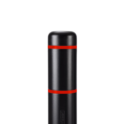 BollardGard 7" x 52" Bollard Cover Black - Innoplast (Black red Tape)