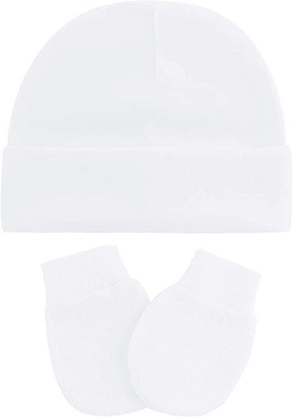Newborn Hats and Mittens Set Infant Beanie Baby Hat Kint Cotton Hostipal Hats Gloves Mittens for Boys Girls