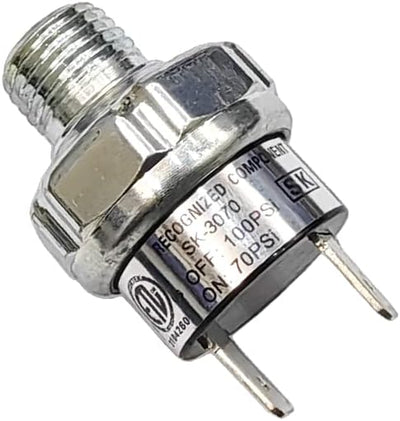 Air Pressure Switch 70-100 PSI Tank Mount Type Thread 1/4" NPT 12V 24V DC Air Compressor Pressure Switch for Air Train Horn 70-100 1/4 inch