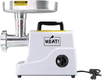 MEAT! 500 Watt Pro-Grade Meat Grinder #12 with Electric Motor, Coarse and Fine Grinding Plates, Stuffing Tubes