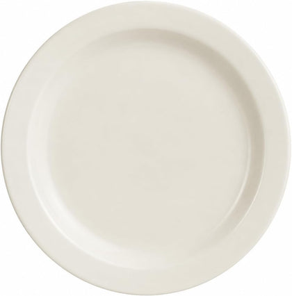 Ivory Narrow Rim Stoneware Plate, 8 1/4 Inch Round, Microwave and Dishwasher Safe, Commercial Grade, 36 per Case