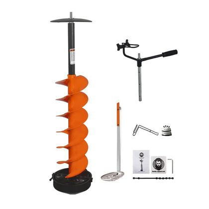 Hardware Lite E-Drill Combo, Cordless Nylon Ice Drill Auger 8" Dia. W/ICE Scoop Chipper/Universal Drill Adapter/Ice