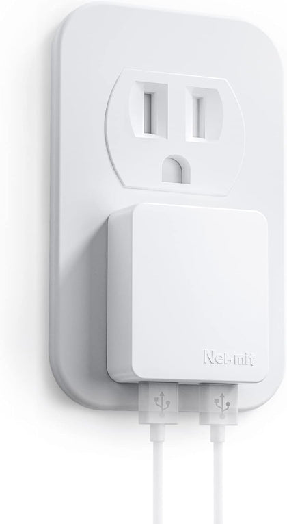 Dual Port Ultra Thin Flat USB Wall Charger with Smart IC, White