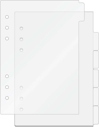 A5 Binder Dividers Planner Inserts 6 Tabs Clear 1mm Thick Acrylic Index Divider 6 Sheets Refillable Page Protectors