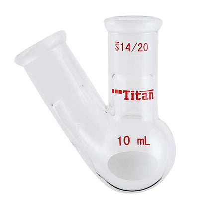 Glass 5ml Heavy Wall 2 Neck Round Bottom Flask, with 14/20 Center and Side Standard Taper Outer Joint - 5ml