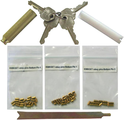 DIY Kwikset Compatible Rekey Kits 5 pins Locks 4 Keys 8 Locks with 3 Tools, Follower, Removal Tool, deadbolt Cap Remover