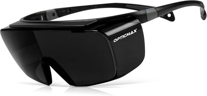 Optic Max Safety Glasses Over Eyeglasses - Fits Over Your Prescription - Safety Glasses for Men and Women with