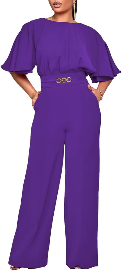 Elegant Jumpsuits for Women Dressy Plus Size Rompers with Pockets