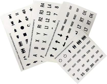 Arcade Buttons Decals,Game Button Stickers Arcade Button Cap Labels,24mm/30mm Sizes,Remote Control Stickers