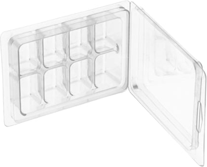 50 Packs Wax Melt Molds, Clear Wax Melt Clamshells Empty Plastic Containers 8 Cavity Plastic Cube Tray for Wickless