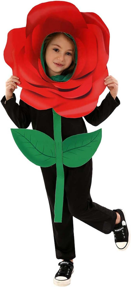 Red Rose Flower Costume Kids Flower Dress Up Jumpsuit Suit Boy Girl