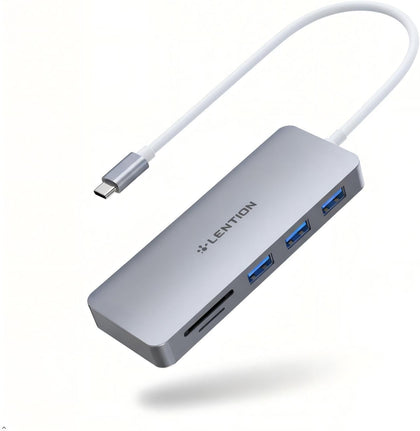 USB C Hub with 1ft Cable for Laptop Stand, 5-in-1 Multiport Adapter with 3 USB 3.0 5Gbps, TF/SD Card Reader for