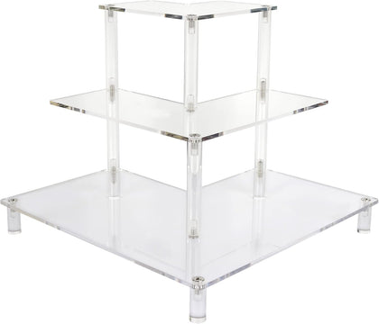 3 Tier Acrylic Display Riser, Display Stand for Amiibo Funko POP Figures, Corner Shelf for Living Room, Bathroom, Home
