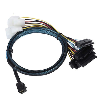 Mini SAS HD SFF-8643 to 4X SAS SFF-8482 Server Cable – 12Gbps Server Internal High-Speed Cable | 30AWG | with Power Cable (19.68, Inches)