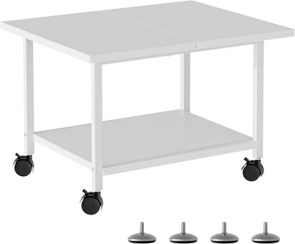 Printer Stand, 2-Tier Under Desk Printer Stand, Printer Cart with Wheels for Home, Office, Heavy-Duty Storage Shelf