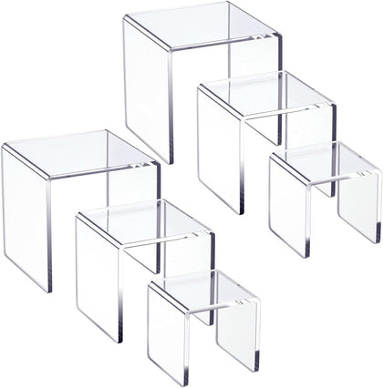 Clear Acrylic Display Risers 2 Sets | 3-Tier Risers Stands Showcase for Amiibo Funko Pop Figures, Dessert