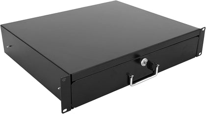 2U Rack Drawer Server Cabinet Case 19 Inch Rack Mount DJ Locking Rack Network Rack Deep Drawer with Key, with Rear Pass-Through Holes for Routing Cables(2U)