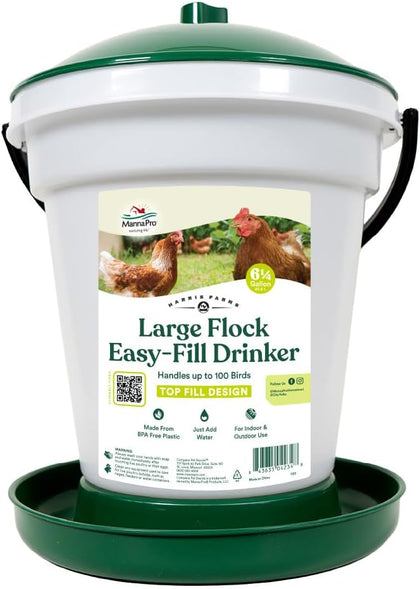 Easy-Fill Poultry Drinker, NO BPA Plastic, 6.25 Gallon | Large Capacity Poultry Drinker, Top-Fill Design, Durable NO