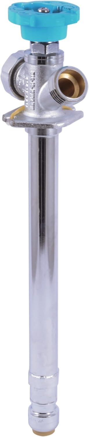 8 Brass Push Frostfree Sillcock, Chrome/Blue