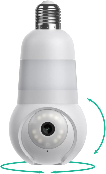 Luna Light Bulb Security Cameras Wireless Outdoor Indoor, 360° Pan Tilt, Color Night Vision, LED Bulb & Spotlight