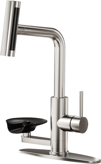 Brushed Nickel Kitchen Faucet with Pull Down Sprayer & Cup Washer