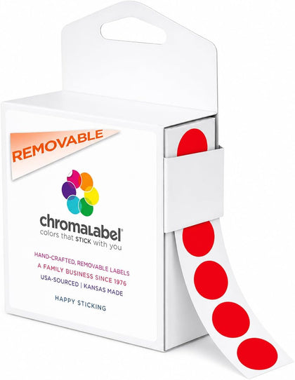 Sticker Dots, 3/4 Inch Round Red Labels - 1000 Removable Stickers per Dispenser Box, Ideal for Arts & Crafts - Color
