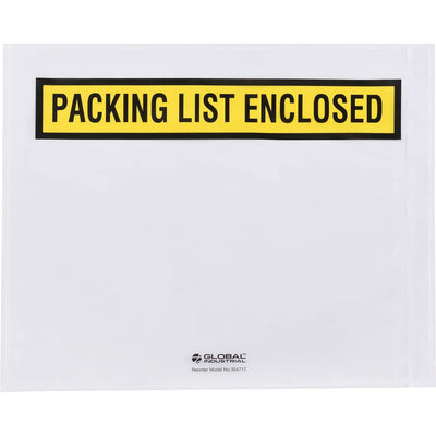 Panel Face Envelopes, "Packing List Enclosed", 12"L x 10"W, Yellow, 500/Pack