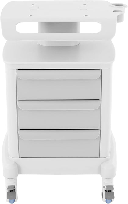 Medical Cart, Professional Mobile Medical Trolley with 4 Slient Wheels and 3 Drawers, 66.1LBS Load Capacity Salon
