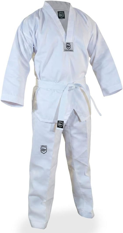 ELITE - Classic White Collar Taekwondo Uniform (TKD Dobok) - Hi Performance Ribbed Fabric for Optimal Comfort