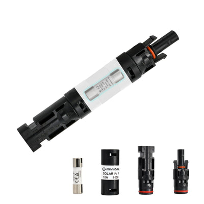 Slocable 20A Solar in-line Fuse Holder Connector, IP68 1000V Male and Female Connector, for Solar Photovoltaic System (with 10X38mm Fuse)