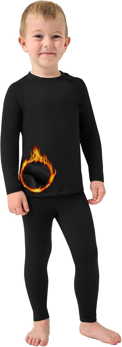 Toddler Thermal Set, Thermal Underwear for Kids, 18M-8Y | Fleece lined toddler base layer, long johns for boys, cold