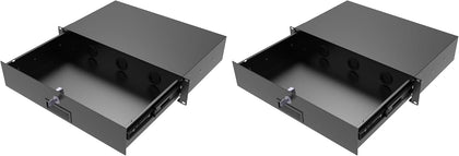 2U Rack Drawer with Lock and Key, 19 Inch Rack Mount Server Cabinet Case, Sliding and Lockable Server Rack Drawer with Cable Management Holes, 10.8 inch Deep (2U10in) (Pack of 2)