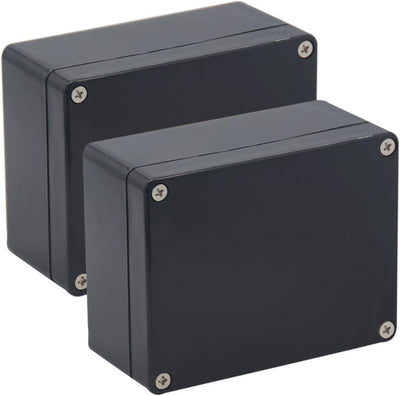 2 Pack Project Box IP65 Waterproof Junction Box ABS Plastic Black Electrical Boxes DIY Electronic Project Case Power Enclosure 4.53"x3.54"x2.17"(115x90x55mm)