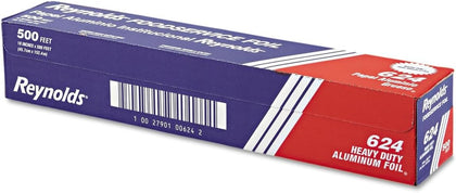 624 Heavy Duty Aluminum Foil Roll, 18" Width x 500' Length, Silver, 1-Roll Per Case