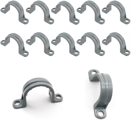 12-Pack 3/4" PVC Pipe Mounting Straps - Plastic Conduit Clamps for Electrical Cables & Plumbing Pipes (2-Hole Design)