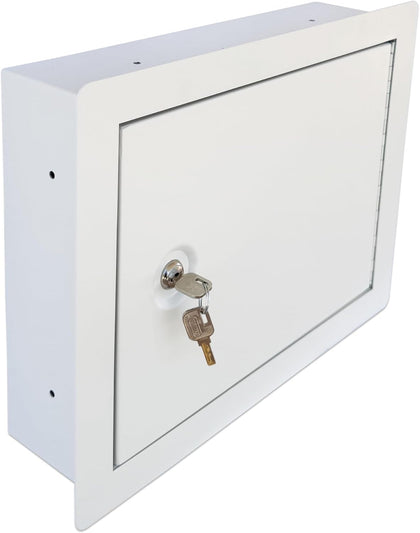 In-Wall Safe with Key Lock, Concealed Heavy-Duty Steel Wall Safe for Documents, Jewelry, Cash & Valuables, Recessed