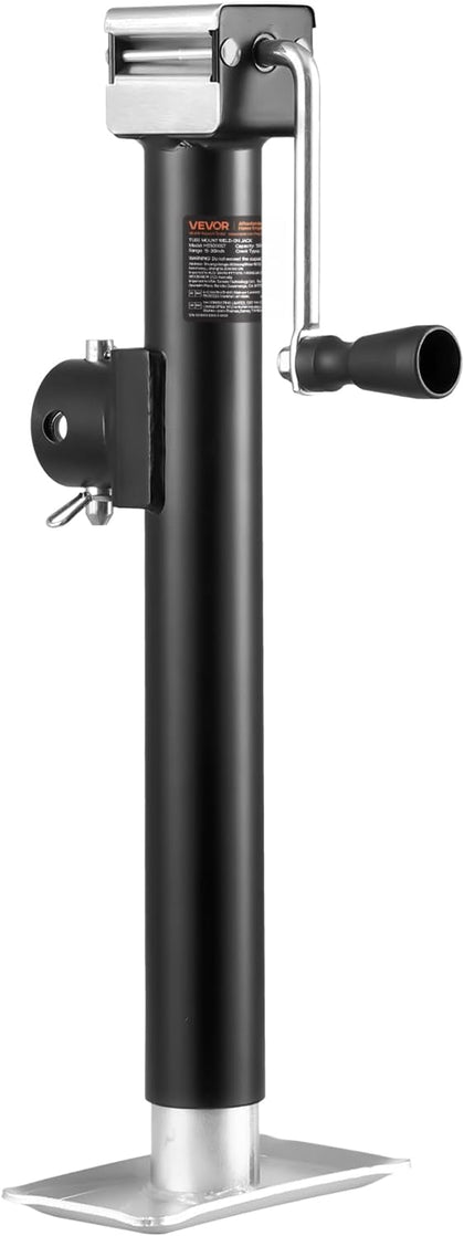 5000 lbs Trailer Jack, Weld-on Pipe-Mount Swivel Trailer Jack with Ergonomic Handle, 15-inch Vertical Travel