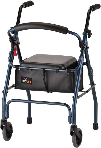 Cruiser 2 Lightweight Rollator Walker for Beginning Gait Training, 11 lb Foldable Rolling Walker with Seat, Stable