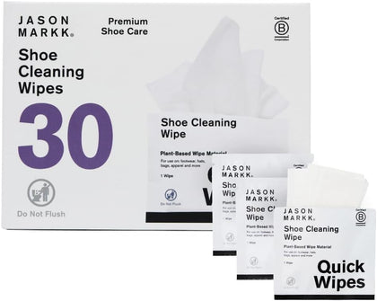 Plant-Based Quick Wipes, Shoe Cleaner, 30 Pack, Individually Packed, Sneaker Care, Ideal for Footwear, Safe for