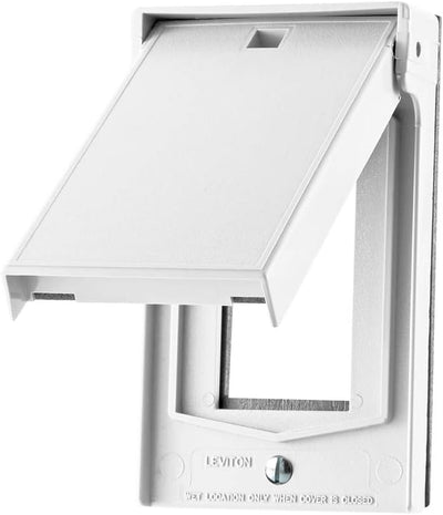 Leviton 1-Gang Decora Wallplate Cover, Weather-Resistant, Thermoplastic, Device Mount, Horizontal Self Closing Lid, 4998-W, White