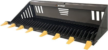 Skid Steer Rock Bucket Attachment, 72" Heavy Duty Root Rake Grapple Claw, ⅜" Tine Spacing, Fits for Bobcat for CAT
