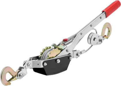Come Along Winch, 2 Ton (4,409 lbs) Pulling Capacity, 12 ft Steel Cable, 2 Hooks, Heavy Duty Ratchet Power Puller