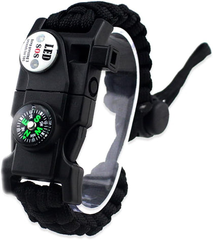 Survival Paracord Bracelet,Fire Starter,Waterproof SOS Light, Compass, Whistle, Adjustable AK87 20 in 1,Outdoor