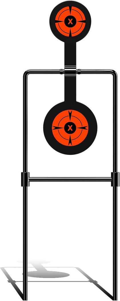 3/8 Inch Thick Double Spinner Shooting Targets - Auto Reset Steel Target - for Centerfire Handguns Up to .44 Magnum