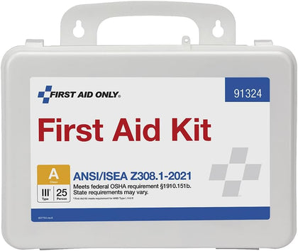 91324 ANSI A 2021 and OSHA Compliant First Aid Kit, 25-Person Emergency First Aid Kit for Business, Home, Car, and
