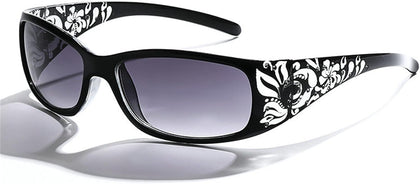 fashion Y2K Polarized Sunglasses for Women Rhinestone Wrap Around Rectangular Sunglasses UV400 Protection