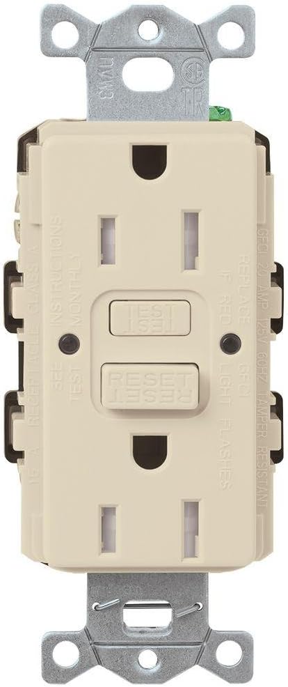 Lutron SCR-15-GFST-ES Claro Satin Colors 15-Amp Self-Testing Receptacle, Eggshell